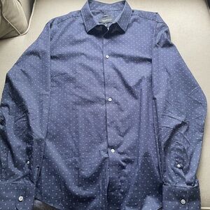 Kenneth Cole Dark Blue Dress Shirt with Subtle Pattern